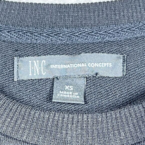 INC Sweatshirt Mens Size X-Small Black Burgundy Colorblock Regular Fit Crewneck - Picture 8 of 10